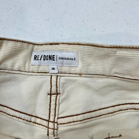 Re/Done Originals Womens Skinny Jeans 26 High-Rise Off White Corduroy Button Fly - Picture 9 of 14